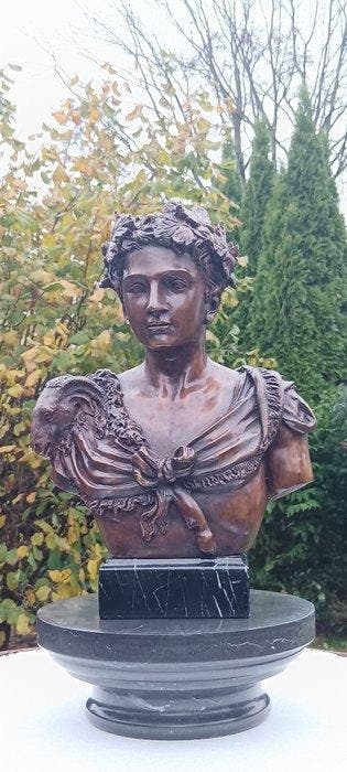 sculptuur, bronzen buste julius ceasar - 39 cm - Gepatineerd, Antiek en Kunst
