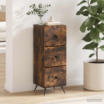 vidaXL Ladenkast Gerookt eiken 33 x 34,5 x 90 cm Bewerkt, Huis en Inrichting, Verzenden, Nieuw