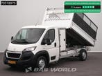 Peugeot Boxer 160PK Kipper met Kist Trekhaak Airco Euro6 Tip, Stof, Gebruikt, Euro 6, Wit