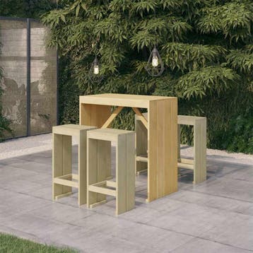 vidaXL 5-delige Tuinbarset geïmpregneerd grenenhout, Verzenden, Nieuw, 4 zitplaatsen