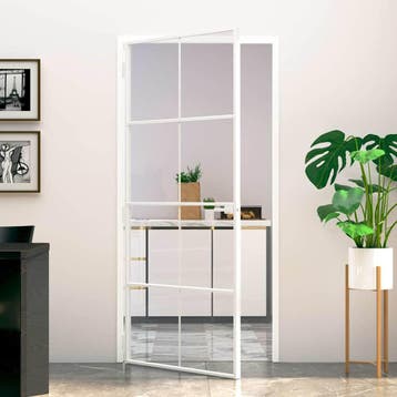vidaXL Binnendeur 93x201,5 cm gehard glas en aluminium smal, Verzenden, Nieuw