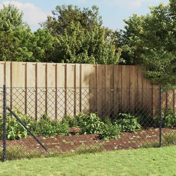 vidaXL Gaashek met grondankers 0,8x25 m antracietkleurig, Verzenden, Nieuw, IJzer