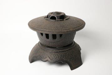Antiek Japans gietijzeren lantaarnvormige wierookbrander –