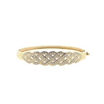 Gouden slavenarmband met zirconia, Gebruikt, Ophalen of Verzenden, Met edelsteen, Goud