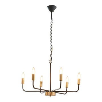 Kroonluchter Bishop 6-lichts 153x62x62 cm zwart en messing l, Verzenden, Nieuw