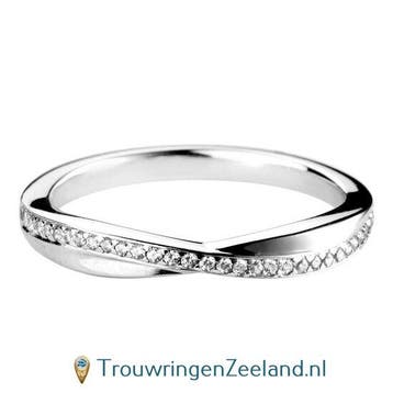 Aanschuifring in 9/18 karaat witgoud of platina 950 Twist..., Verzenden, Nieuw