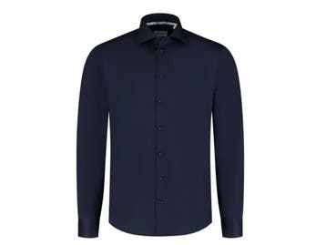 Boston Brothers Navy Businessoverhemd - Maat L - 100% Katoen, Verzenden, Nieuw