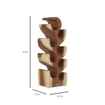 Wijnrek unieke vorm van hout voor 8 flessen ; H 70 cm, 50 – 75, 5 tot 15 flessen, Verzenden, Nieuw