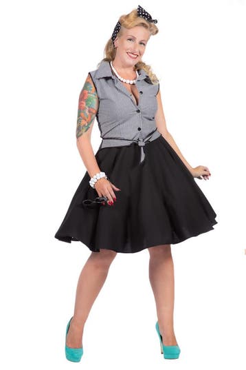 Rockabilly Kostuum Jaren 50 Rizzo Zwart/Wit, Kleding | Dames, Ophalen of Verzenden, Nieuw