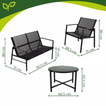 Gardlov 4-delige tuinmeubelset voor balkon of terras met..., Ophalen of Verzenden, Nieuw