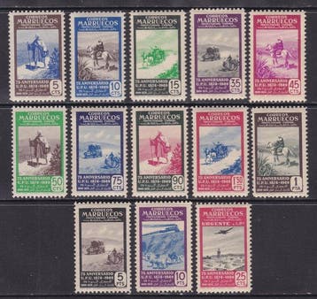 Marokko 1949 - Jubileum van de UPU - Edifil 312/324 - MNH, Gestempeld