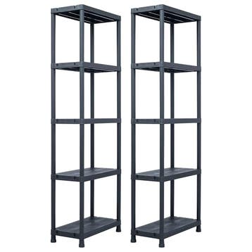 vidaXL Opbergrekken 2 st 125 kg 60x30x180 cm kunststof zwart, Verzenden, Nieuw