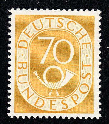 Duitsland, Bondsrepubliek 1951 - Posthoorn 70 Pfg.,, Gestempeld