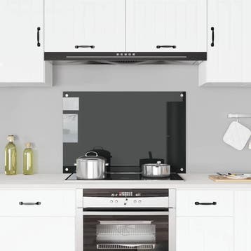 vidaXL Spatscherm keuken 90x60 cm gehard glas zwart, Huis en Inrichting, Verzenden, Nieuw