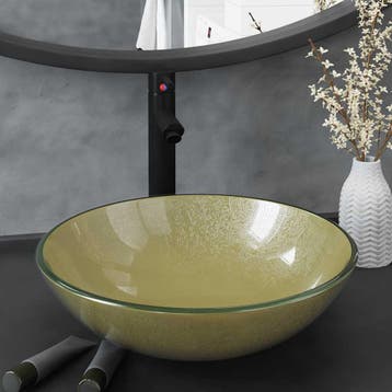 vidaXL Wastafel met kraan en pop-up afvoer gehard glas, Verzenden, Nieuw