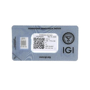 1,61 ct. Briljant geslepen diamant K / I2 + IGI Certifica..., Sieraden, Tassen en Uiterlijk, Edelstenen, Ophalen of Verzenden