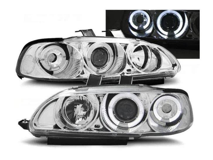 Angel Eyes koplampen Chrome geschikt voor Honda Civic, Auto-onderdelen, Verlichting, Nieuw, Honda, Verzenden