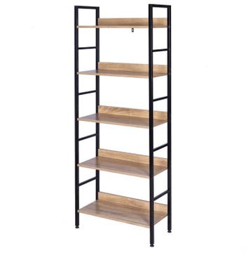 Nieuwe 5-Laags Houten Boekenkast - 60×27,5×160 cm - Sale, Huis en Inrichting, Verzenden, Nieuw, Overige houtsoorten, Met plank(en)
