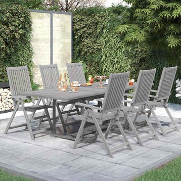 vidaXL 7-delige Tuinset massief acaciahout, Tuin en Terras, Tuinsets en Loungesets, 6 zitplaatsen, Nieuw, Tuinset, Verzenden