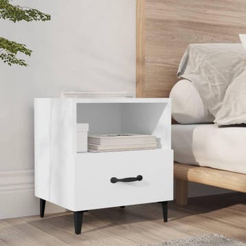 vidaXL Nachtkastje bewerkt hout wit, Huis en Inrichting, Slaapkamer | Nachtkastjes, Minder dan 45 cm, Verzenden, Nieuw, Minder dan 55 cm
