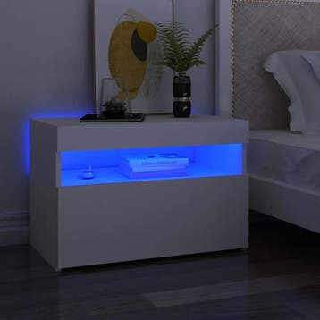 vidaXL Nachtkastje met LED-verlichting 60x35x40 cm bewerkt, Minder dan 45 cm, Verzenden, Nieuw, Minder dan 55 cm