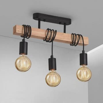 Retro Houten Plafondlamp met 3xE27 Fitting - Vintage Boho St, Verzenden, Nieuw