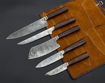 Japanese Style Kitchen Knife SET With Leather BAG Included -