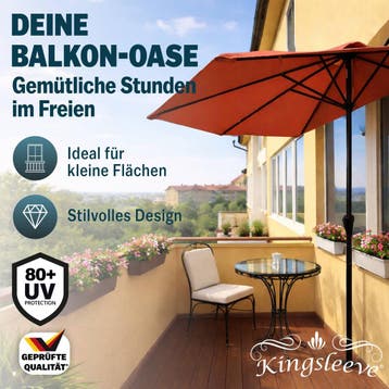 Halve Parasol Terracotta UV-bescherming 80+ (Tuin en Terras), Verzenden, Nieuw