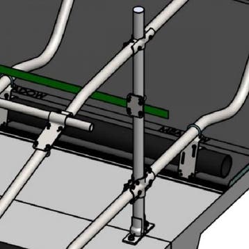 Opbouw standpaal 2 x 140 cm (dubbele rij)