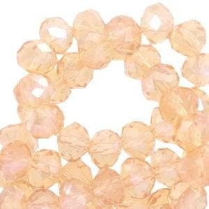 10 x Top Facet kralen 8x6 mm disc Apricot blush-pearl shine, Ophalen of Verzenden, Nieuw, Kraal