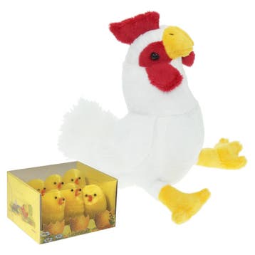 Pluche kip knuffel - 20 cm - met 6 kuikens - paasdecoratie, Verzenden, Nieuw