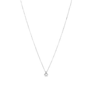 Witgouden solitair collier met diamant 14 krt, Verzenden, Zo goed als nieuw, Goud, Met hanger