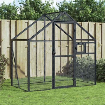 vidaXL Volière 179x100x185 m aluminium antracietkleurig, Verzenden, Nieuw