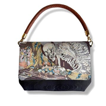 Unieke Japanse kimono-handtas met Gashadokuro