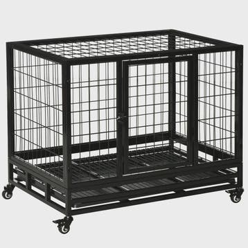 PawHut Metalen Hondenkennel met Wielen en Uitneembare Lade -, Verzenden, Nieuw