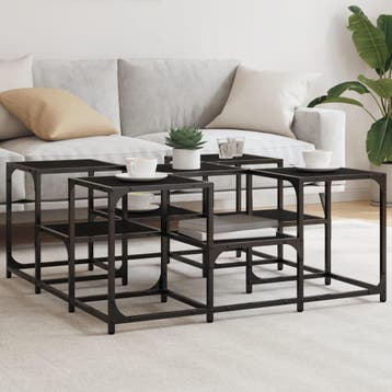 vidaXL Salontafel 91x91x40 cm bewerkt hout zwart, Huis en Inrichting, Tafels | Salontafels, Verzenden, Nieuw, Overige houtsoorten