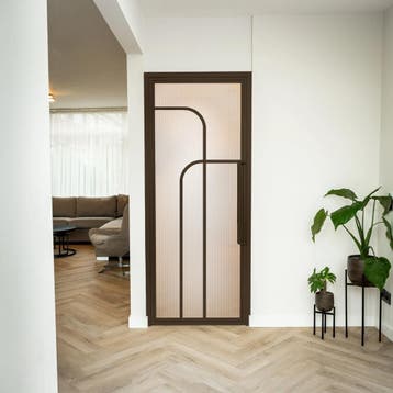 Stalen Binnendeur - Brons - 4 Vlaks rond - Kanaalglas, Minder dan 80 cm, Binnendeur, Nieuw, Metaal