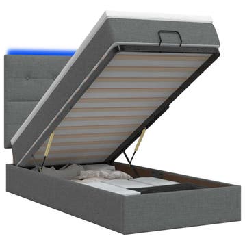 vidaXL Ottoman Bed met Matrassen en LED Donkergrijs 80 x 200, Verzenden, Nieuw, Grijs