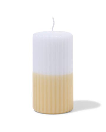 HEMA Stompkaars 7x13cm ribbel wit-lichtgeel, Verzenden, Nieuw