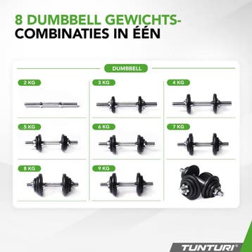 Tunturi Halter en Dumbells Gietijzer - Halterset 20 kg -, Ophalen of Verzenden, Gebruikt