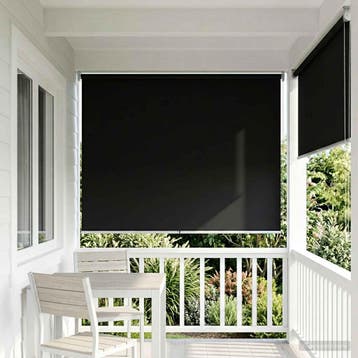 vidaXL Buitenrolgordijn UV-bescherming Zwart 105 x 230 cm (B, Verzenden, Nieuw, Zwart