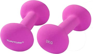 Tunturi Dumbbell set - 2 x 3,0 kg - Neopreen - Fluor Paars -, Sport en Fitness, Fitnessmaterialen, Ophalen of Verzenden, Nieuw