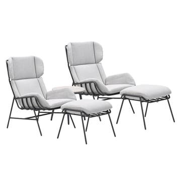 Garden Impressions Fresno loungestoelen donker grijs - Lucas, Verzenden, Nieuw