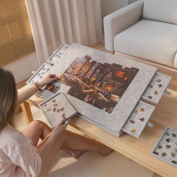 Kantelbaar Puzzelbord met 6 Lades & Dekselstandaard - Draagb, Verzenden, Nieuw