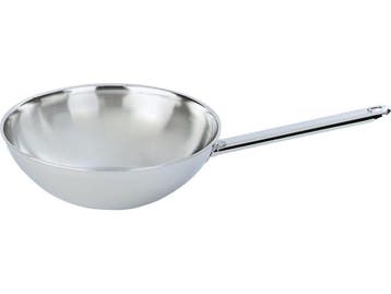 Demeyere wok Ø 26 cm - RVS - Vlakke bodem - Geschikt voor, Verzenden, Zo goed als nieuw