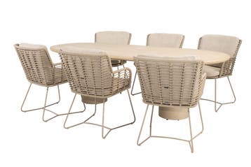 4SO Fabrice/Hampton 6-persoons ovale dining tuinset 240x105, Verzenden, Nieuw, Rvs, Tuinset
