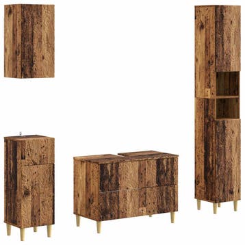 vidaXL 4-delige Badkamerkast Set DELFT Oud hout Bewerkt hout, Verzenden, Nieuw