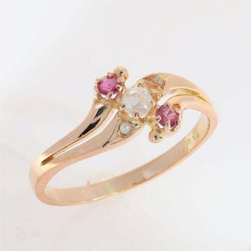 Ring - 18 karaat Roségoud Diamant (Natuurlijk) - Parel -, Nieuw