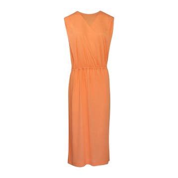 Milano Italy • oranje midi jurk • 40, Maat 38/40 (M), Verzenden, Oranje, Milano Italy