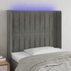 vidaXL Hoofdbord LED 93x16x118/128 cm fluweel lichtgrijs, Verzenden, Nieuw, Grijs, Stof